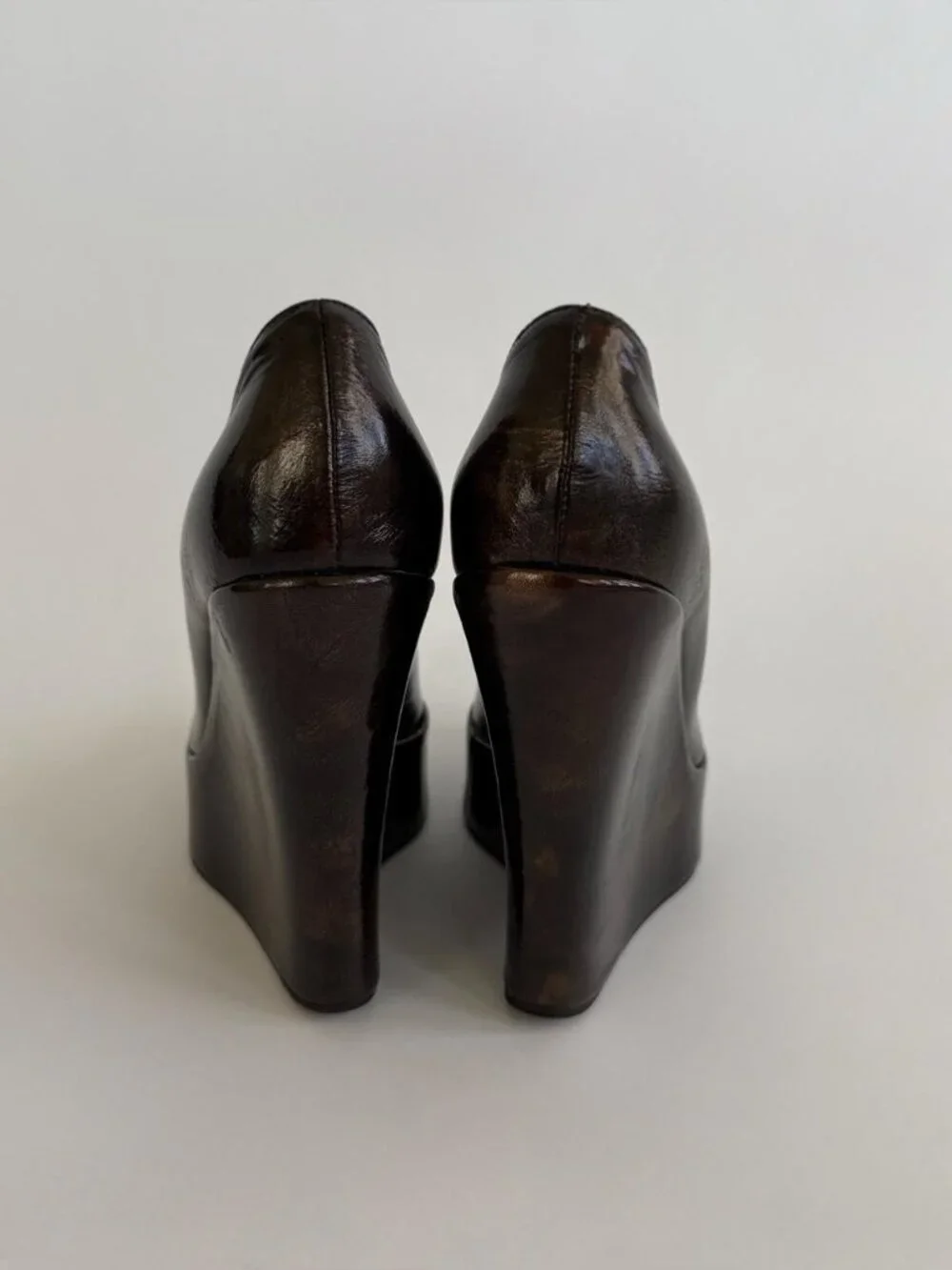 Vintage D&G Metallic Bronze Architectural Wedge Platforms